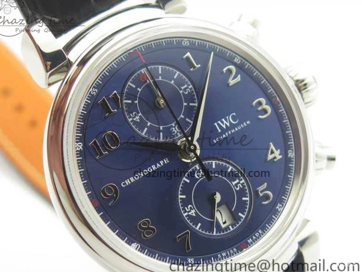 MIROTIME 0501 Breathable Da Vinci IW393402 SS ZF 1:1 Best Edition Blue Dial On Black Leather Strap A 7211